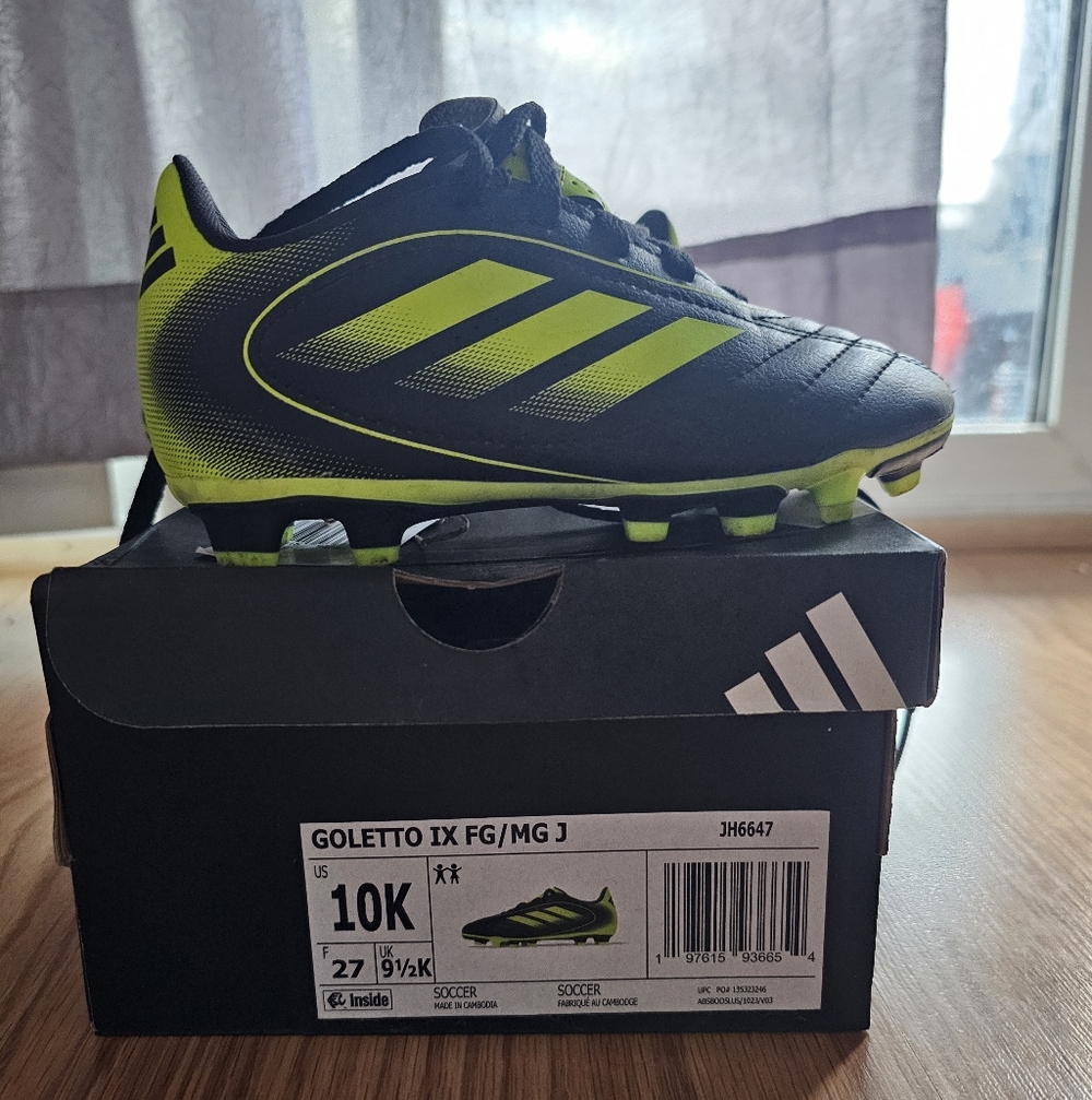 Adidas Kids Soccer Cleats - Black and Neon Green